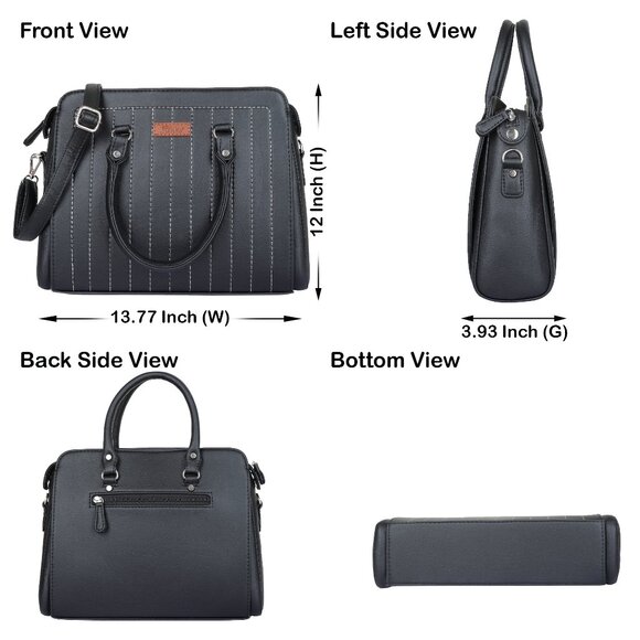 Women’s Vegan Leather Black Top-Handle Handbag | Crossbody Sling Bag, Purse - Picture 3 of 11